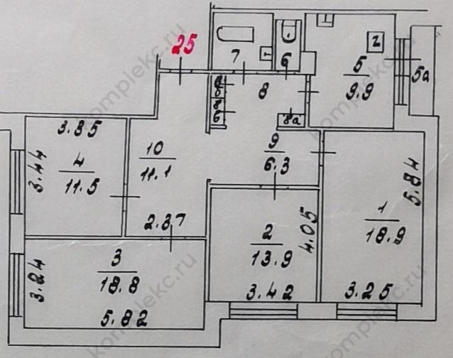 План БТИ 3-х комнатной квартиры серии дома КОПЭ
