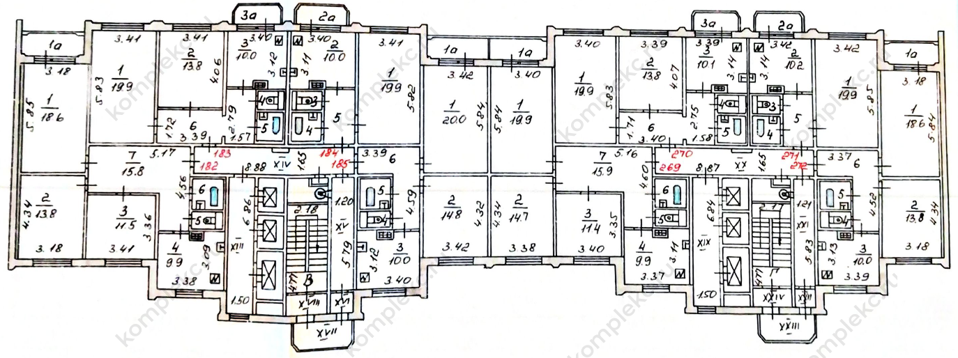 План БТИ этажа дома серии КОПЭ