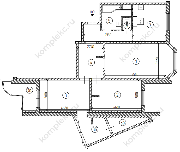 План из проекта перепланировки 3-х комнатной квартиры дома серии П3М