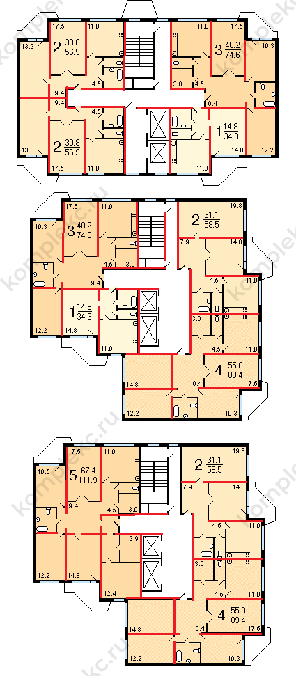 План этажа серии дома ПД4