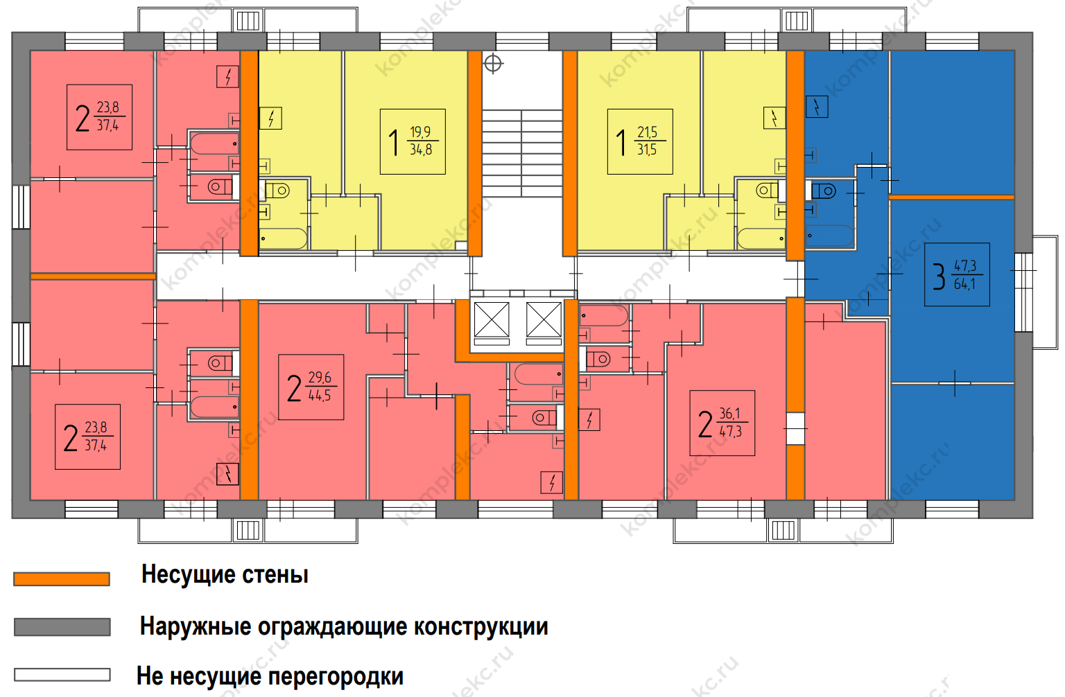 План этажа серии дома II-18