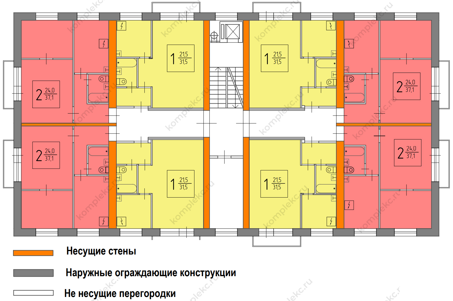 План этажа серии дома II-18