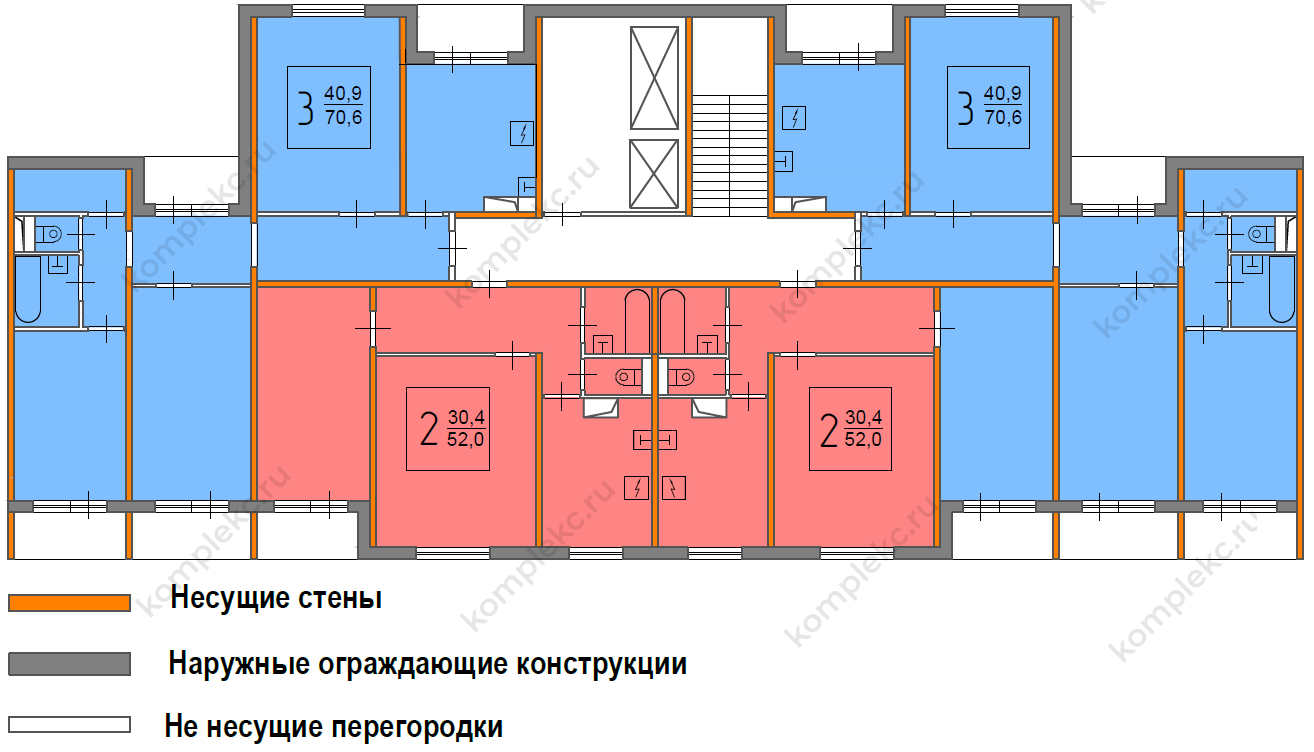 План этажа серии дома П55