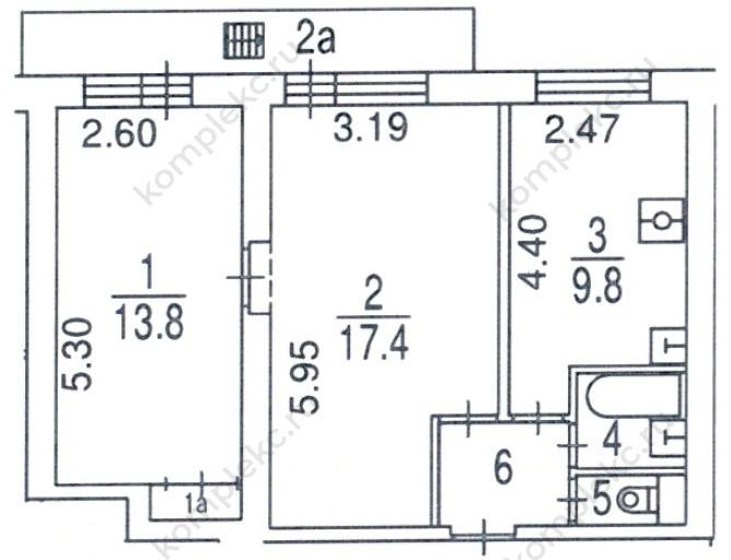 План двухкомнатной квартиры серии дома II-18